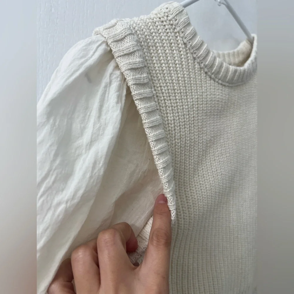 Zara Womens Knit Crochet Crop Top Blouse (Size L)